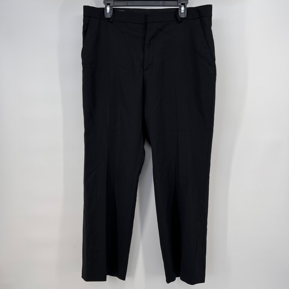 Banana Republic Classic Mens Black‎ 100% Wool Dress Pants Flat Front 35x30